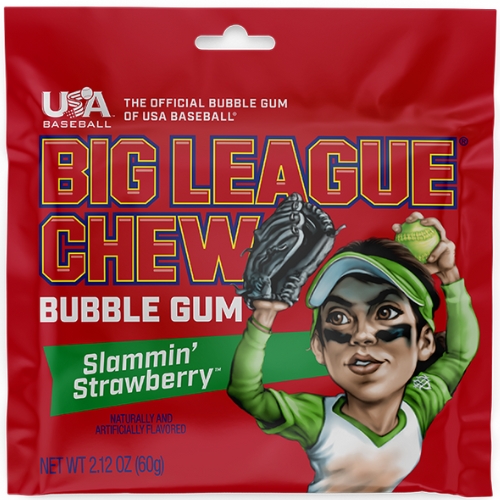 Big League Chew Slammin Strawberry - Candy Retailer Big League Chew Slammin Strawberry