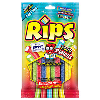 Rips Sour Pencils 2.8oz Bag Expires August 9th 2025