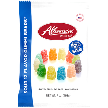 Albanese Sour 12 Flavor Gummi Bears 7oz Bag