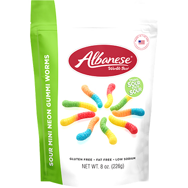 Albanese Sour 12 Flavor Gummi Worms Mini 8oz Bag