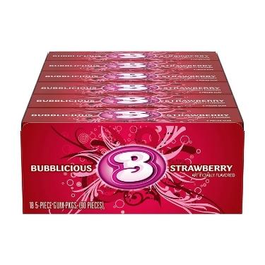 Bubblicious Strawberry 18 Packs of 5