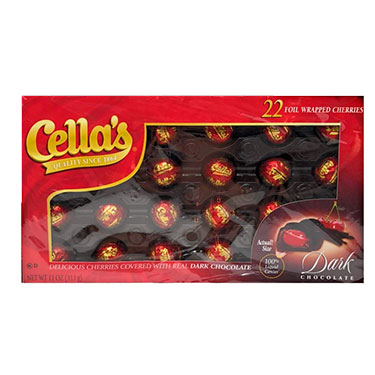 Cellas Dark Chocolate Foil Wrapped Cherries 11oz Gift Box