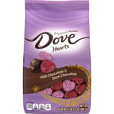 Dove Promises Valentines Day Hearts Milk and Dark Chocolate Swirl 24.20oz Bag