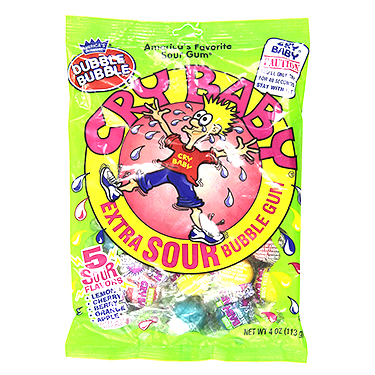 Dubble Bubble Cry Baby Extra Sour Bubble Gum 4oz Bag