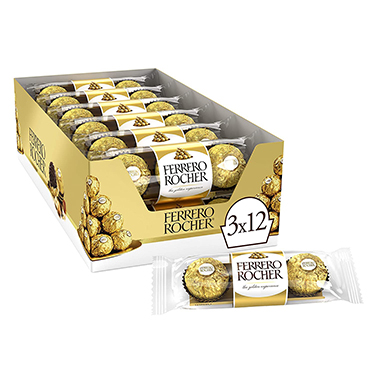 Ferrero Rocher Fine Milk Chocolate Hazelnut 12 Packs of 3