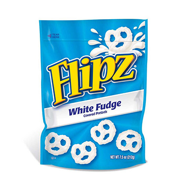 Flipz White Fudge Covered Pretzels 7.5oz Peg Bag