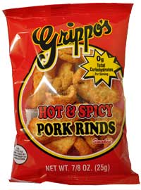 Grippos Hot and Spicy Pork Rinds .875oz Bags 30ct