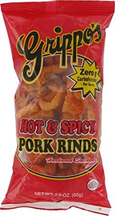 Grippos Hot and Spicy Pork Rinds 2oz Bags 24ct