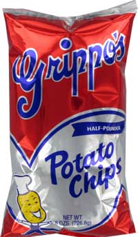 Grippos Plain Potato Chips 8oz Bags 12ct