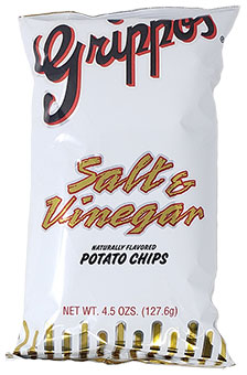 Grippos Salt And Vinegar Potato Chips 4.5oz Bags 18ct