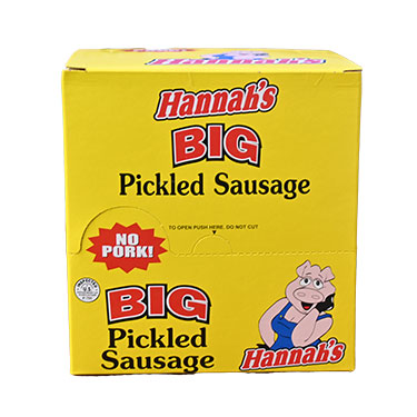 Hannahs Big Pickled Sausage No Pork 20ct Box
