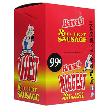 Hannahs Biggest Red Hot Sausage 24ct Box