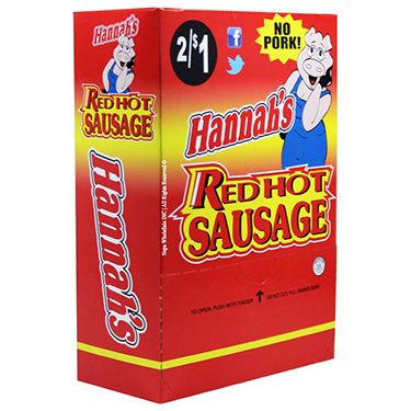 Hannahs Red Hot Sausage No Pork 50ct Box