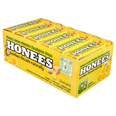 Honees Lemon Menthol Eucalyptus Filled Drops 24ct Box