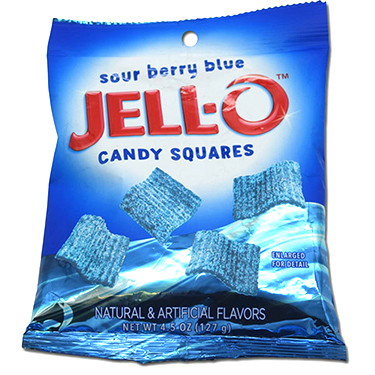Jello Sour Berry Blue Candy Squares 4.5oz Bag