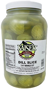 Kaiser Dill Pickles Sliced Three Sixteenth Inch Krinkle Cut Gallon Jar 