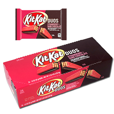 Kit Kat Duos Crisp Wafers, Strawberry + Dark Chocolate - 24 pack, 1.5 oz bars