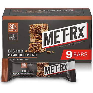 MET Rx Big 100 Peanut Butter Pretzel 9ct Box