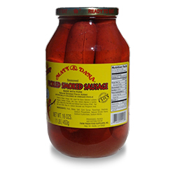 Matt and Dana Spicy Pickled Smoked Sausage Quart Jar