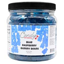 Candy Retailer Gummy Bears Blue Raspberry 32oz Jar