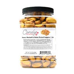 Candy Retailer Honey Mustard and Onion Pretzel Nuggets 1 Lb Jar