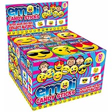 Emoji Candy Sticks with Tattoo 30ct Box