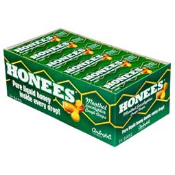 Honees Honey Menthol Eucalyptus Filled Drops 24ct Box