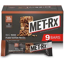 MET Rx Big 100 Peanut Butter Pretzel 9ct Box