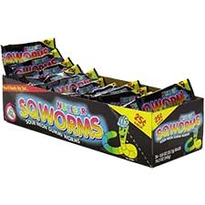 Nuclear Sqworms Sour Neon Gummi Worms 24ct Box