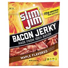 Slim Jim Maple Flavored Bacon Jerky 2.75oz Bag