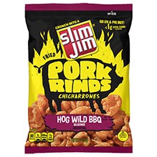 Slim Jim Pork Rinds Hog Wild BBQ 12 Bags