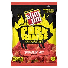 Slim Jim Pork Rinds Squealin Hot 12 Bags
