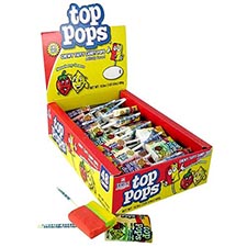 Top Pops Strawberry Lemon Chewy Taffy Candy Pops 48ct Box