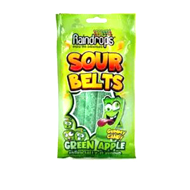 Raindrops Sour Belts Green Apple 3.52oz Bag