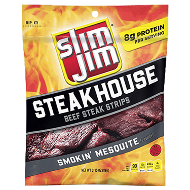 Slim Jim Steakhouse Smokin Mesquite Strips 3.15oz Bag