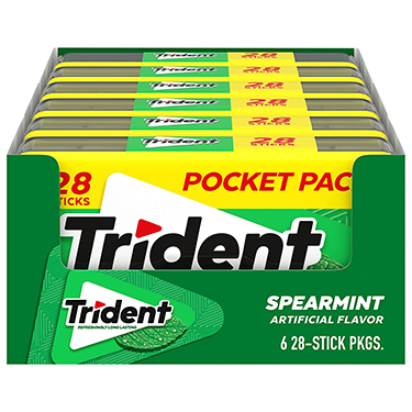Trident Sugar Free Gum Pocket Pack Spearmint 6ct Box