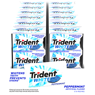 Trident Sugar Free Gum White Peppermint 12ct Box