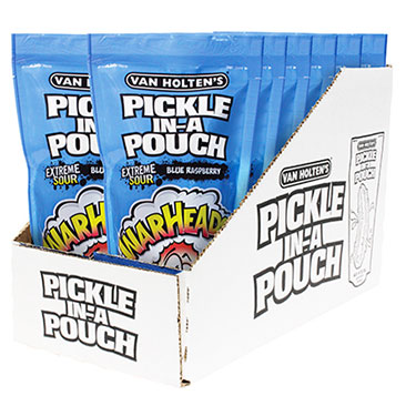 Van Holtens Jumbo Warheads Blue Raspberry Pickle Pouches 12ct