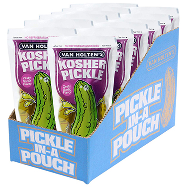 Van Holtens Large Kosher Garlic Dill Pickle Pouches 12ct