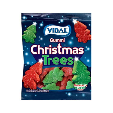 Vidal Christmas Gummi Sugared Trees Strawberry and Apple flavored 4.5oz Bag